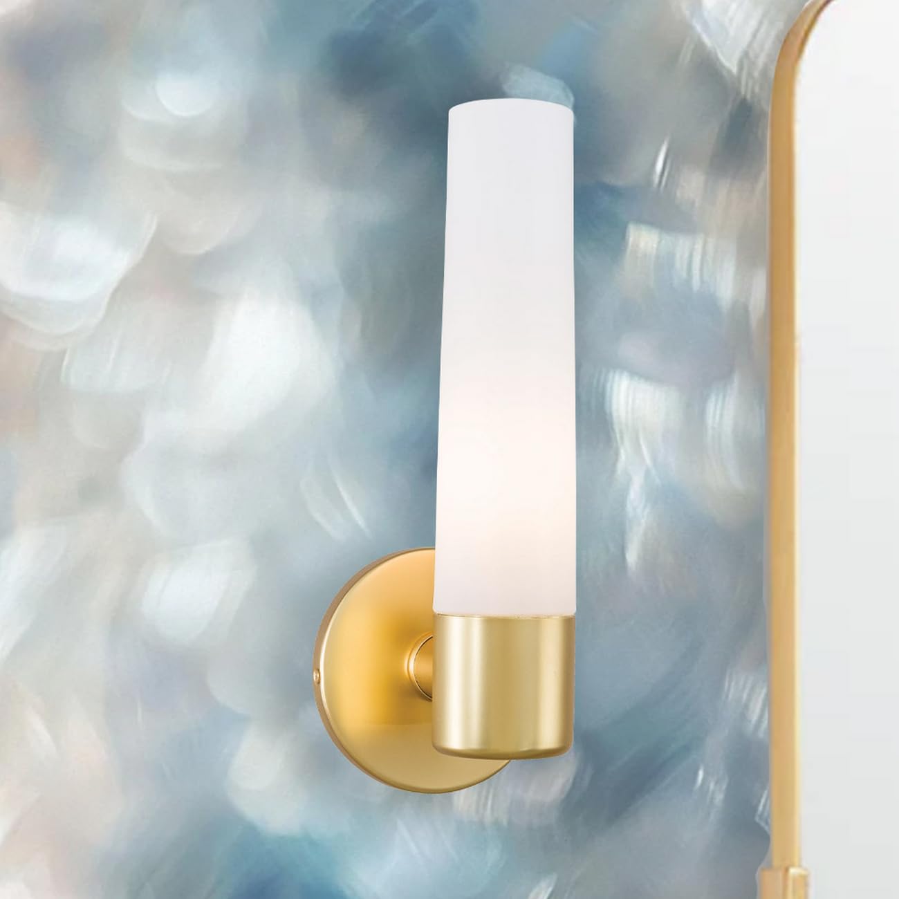 George Kovacs 12.5" Honey Gold Saber Wall Sconce – Etched Opal Glass