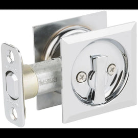 NEW Kwikset Bright Chrome Square Privacy Pocket Door Lock