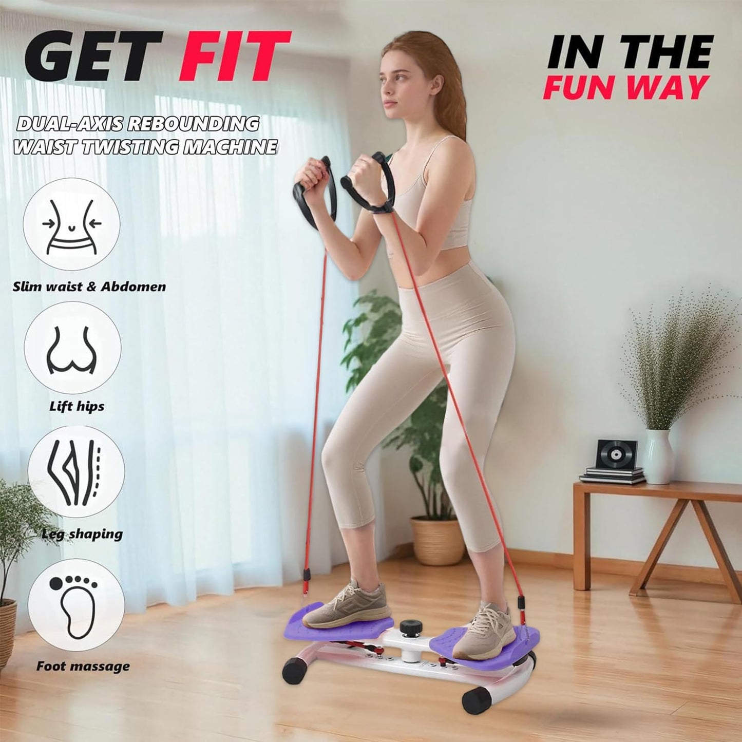 Wooa Waist Twisting Machine Exercise, Ab Twisting Board for Exercise, Adjustable Waist Twisting Board Exercise Machine with 300 lbs Weight Capacity