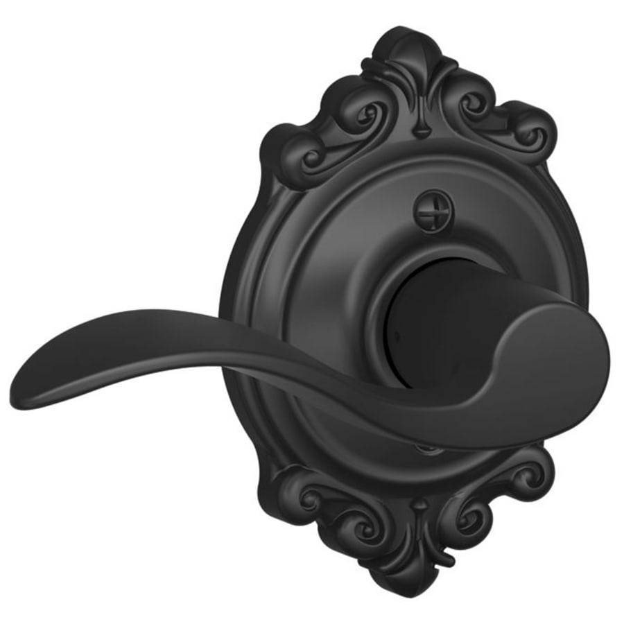 NEW Schlage Matte Black Accent Left-Handed Door Lever Brookshire Trim Victorian - Landmark Auction Co