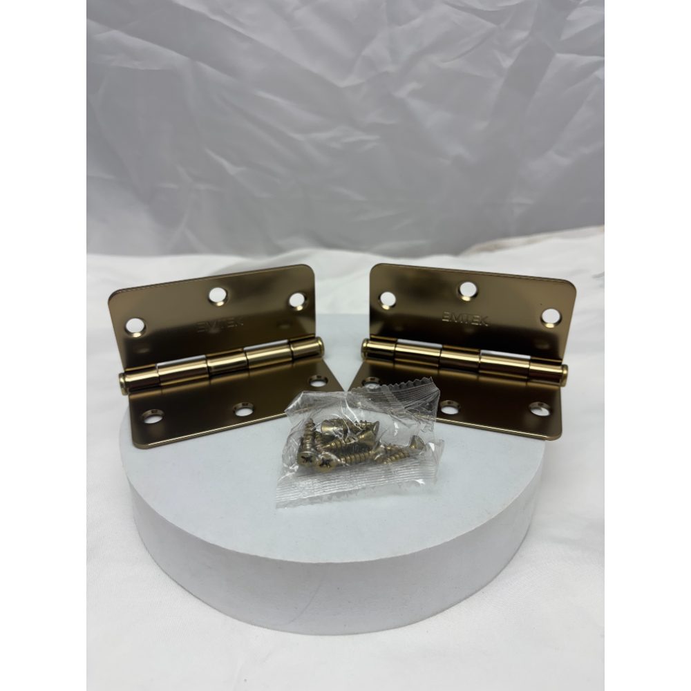 Emtek 3.5" x 3.5" Radius Steel Hinges – Satin Nickel (Set of 2)