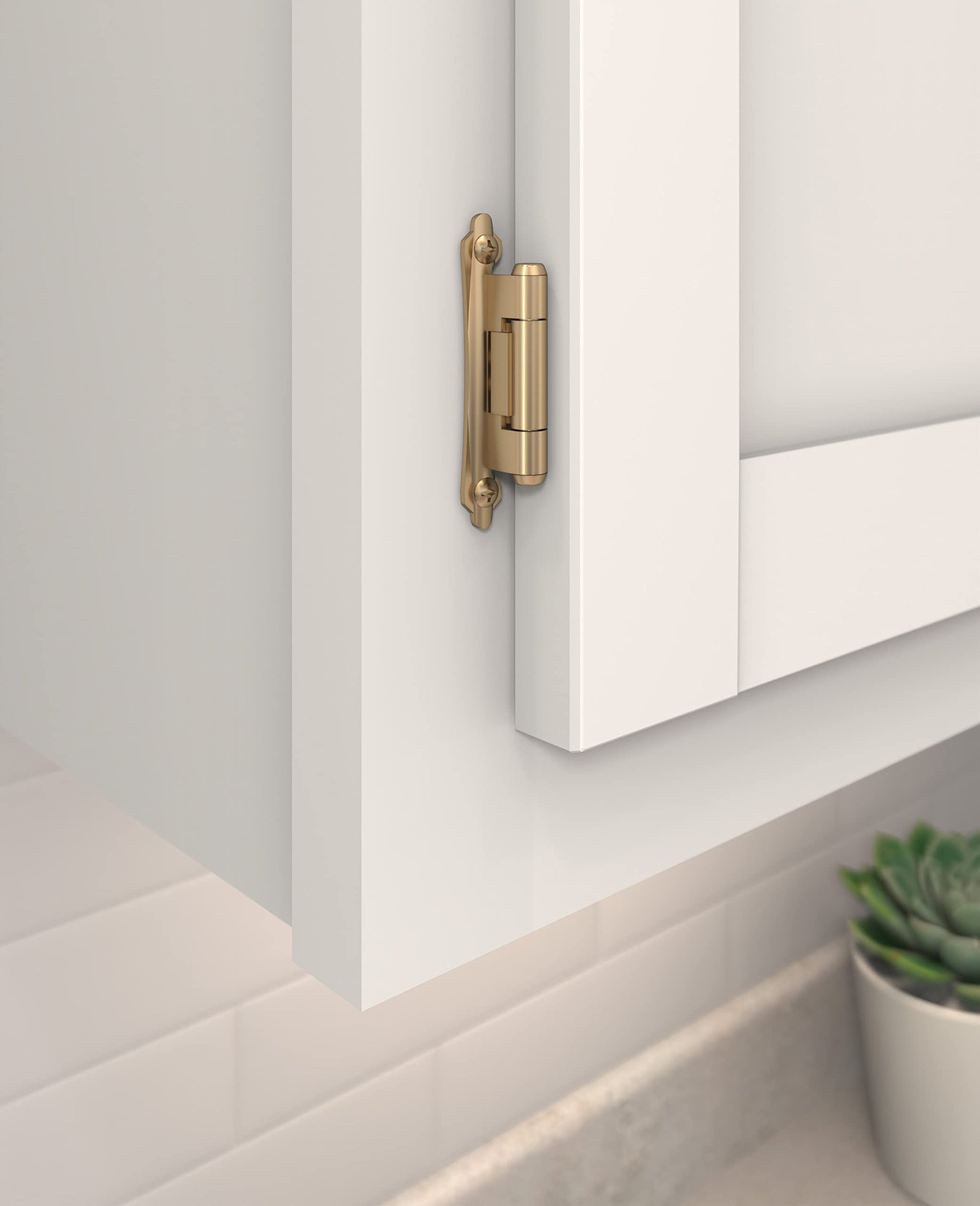 Amerock 3/8 in Inset Self-Closing Cabinet Hinges – Champagne Bronze (2-Pack)