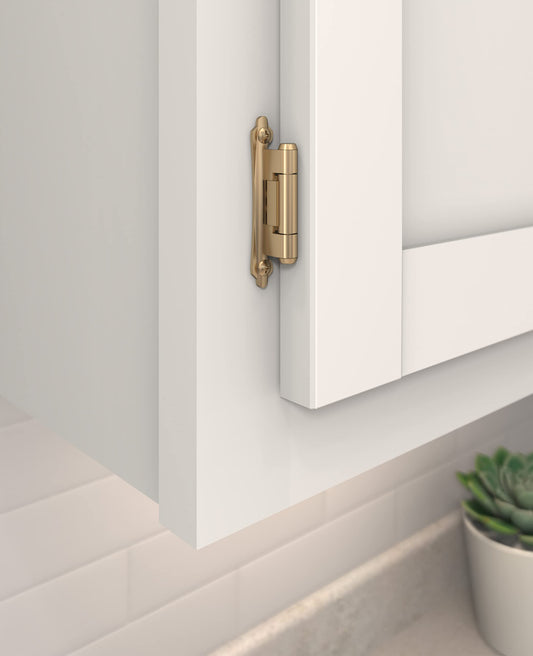 Amerock 3/8 in Inset Self-Closing Cabinet Hinges – Champagne Bronze (2-Pack)