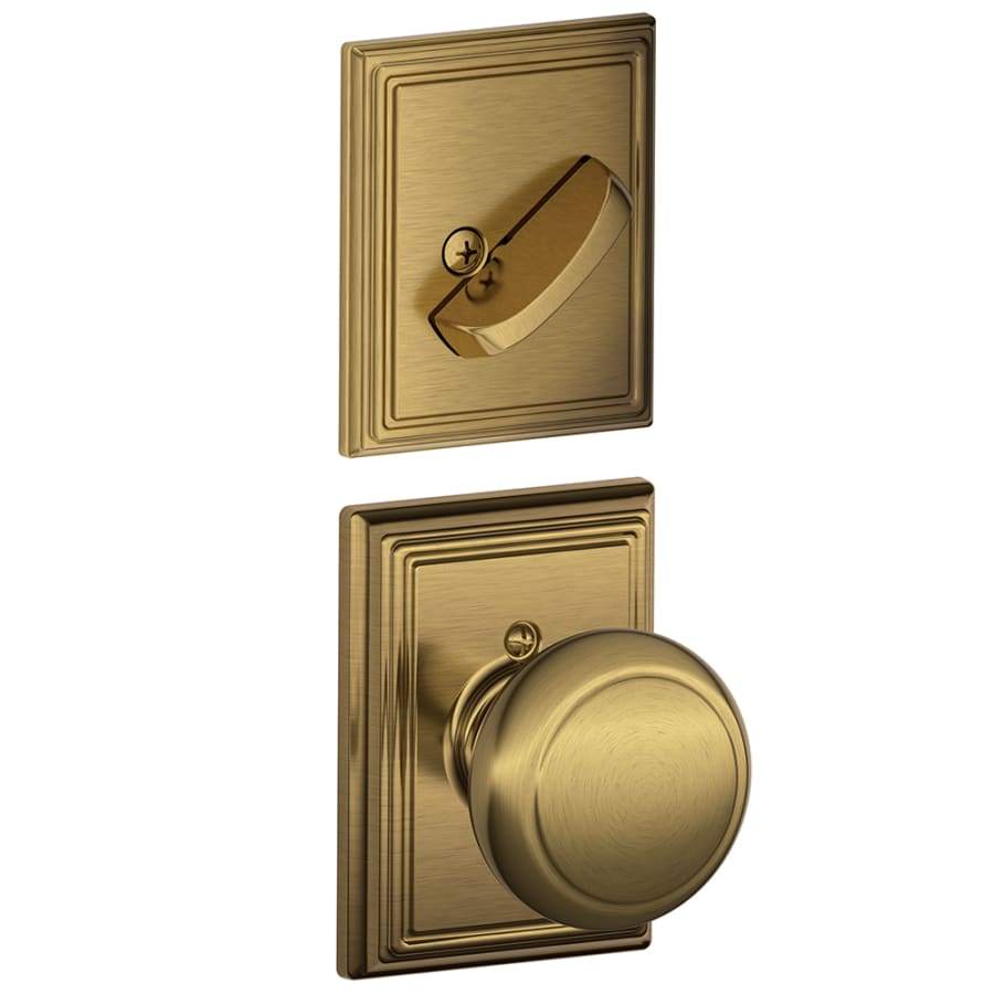 NEW SCHLAGE ANTIQUE BRASS ANDOVER KNOB ADDISON TRIM DUMMY INTERIOR PACK F94AND - Landmark Auction Co