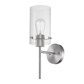 NEW Globe Brushed Nickel Metal Clear Glass Edison Bulb Wall Sconce 51344