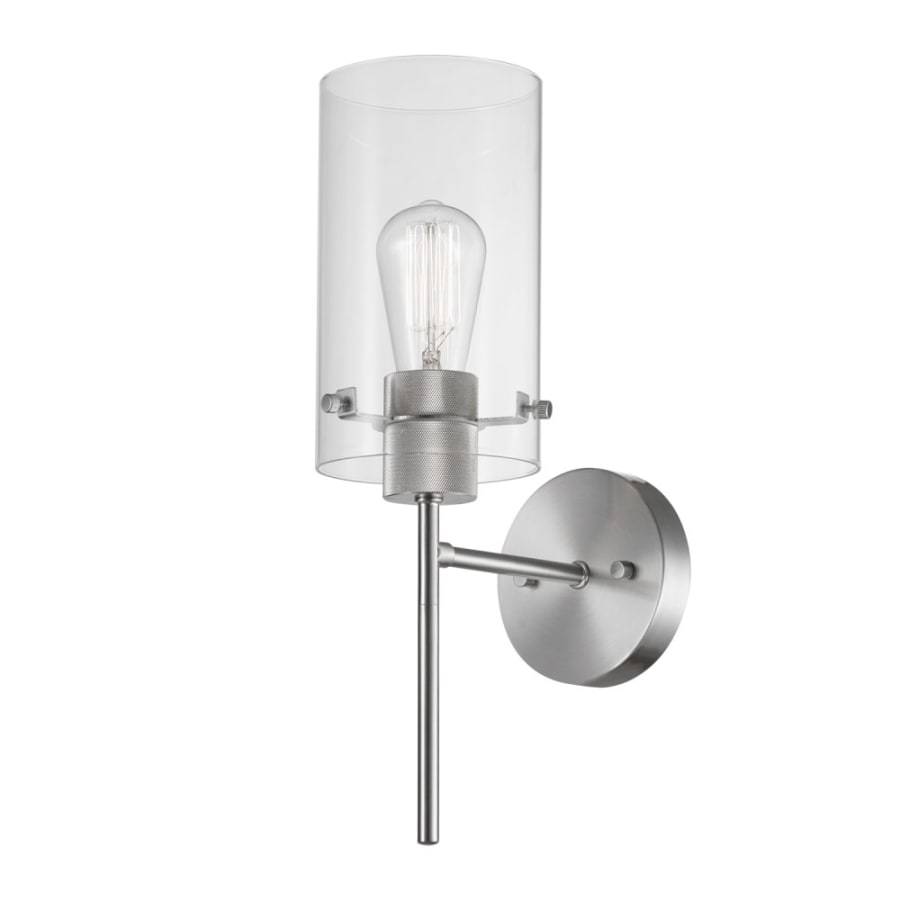 NEW Globe Brushed Nickel Metal Clear Glass Edison Bulb Wall Sconce 51344 - Landmark Auction Co