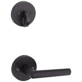 NEW Kwikset Matte Black Lever Handle Door Handle Thumb Turn Lock