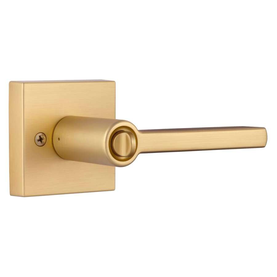 Miseno Lorton MLK1022SB Satin Brass Keyed Entry Door Lever Set Square Backplate - Landmark Auction Co