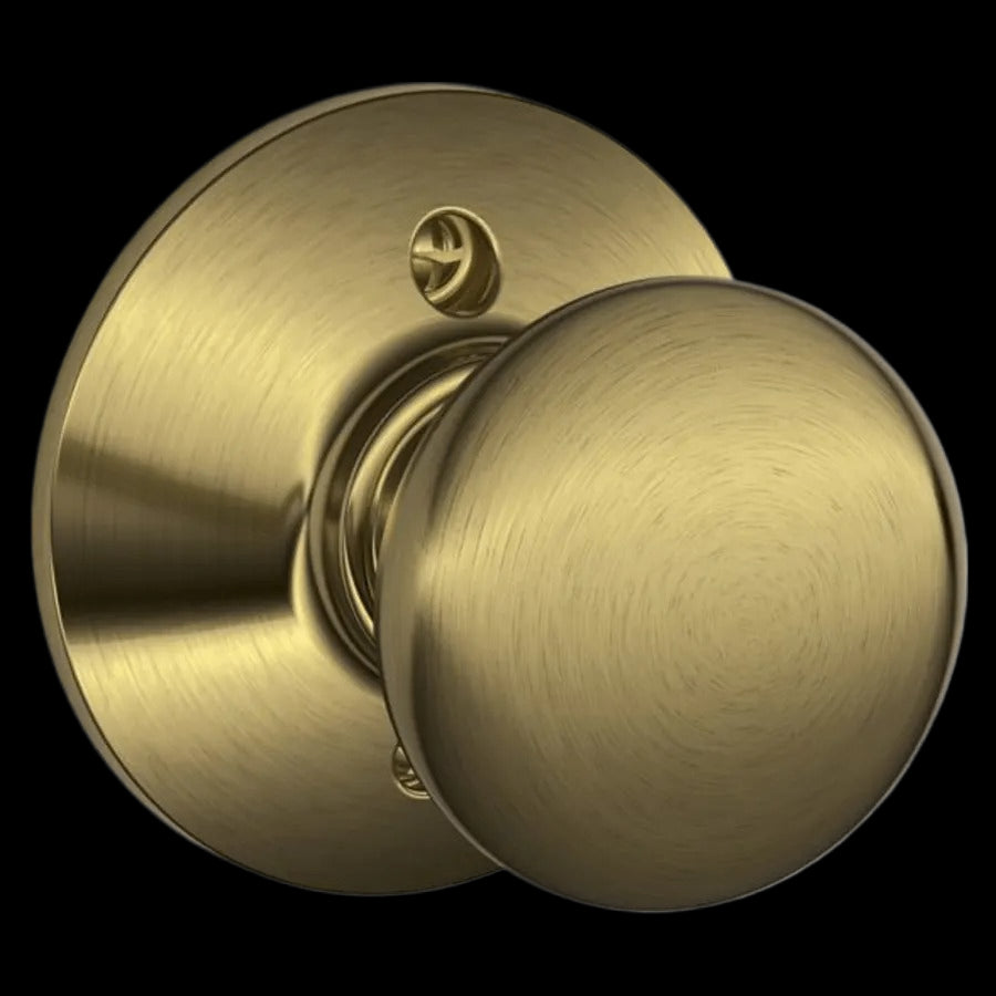 NEW Schlage Plymouth Antique Brass Round Dummy Doorknob - Landmark Auction Co