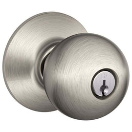 NEW Schlage Satin Nickel Keyed Entry Door Knob Panic Proof Function Reversible