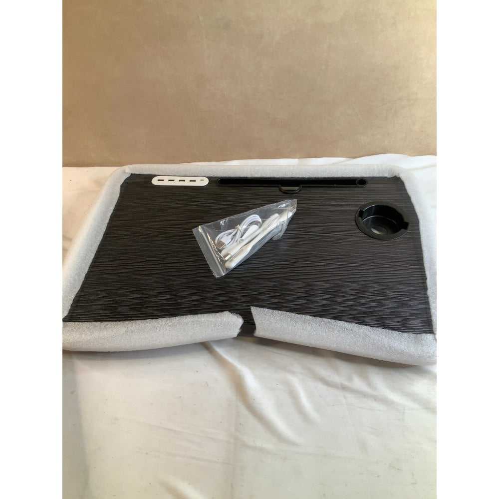 Zapuno Laptop Lap Desk, Foldable Laptop Table Tray with 4 USB Ports Storage Drawer and Cup Holder, Lap Bed Desk Notebook Stand Laptray Portable Standing Table for Bed Couch Floor