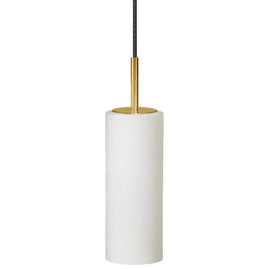 NEW Dainolite White Mini Pendant Light Gold Accents Cylindrical Shade