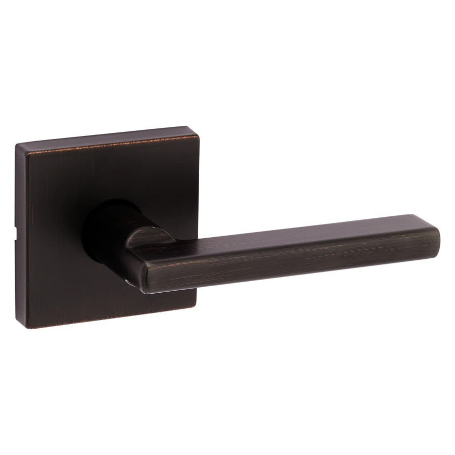 NEW Kwikset Venetian Bronze Passage Door Lever Set With Square Rose - Landmark Auction Co