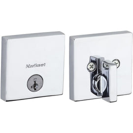 NEW Kwikset Polished Chrome Keyed Entry Thumbturn Square Design Deadbolt Lock