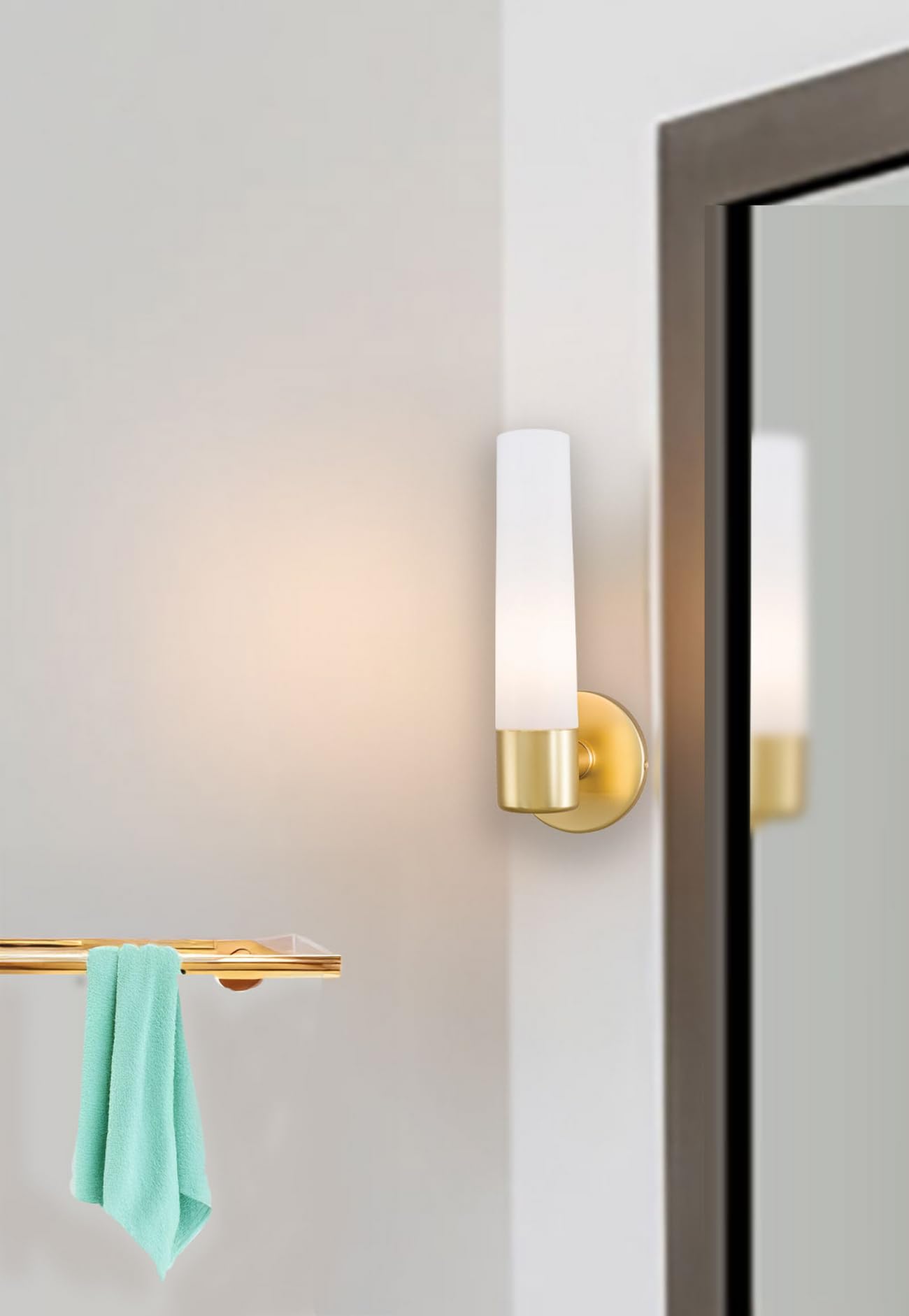 George Kovacs 12.5" Honey Gold Saber Wall Sconce – Etched Opal Glass
