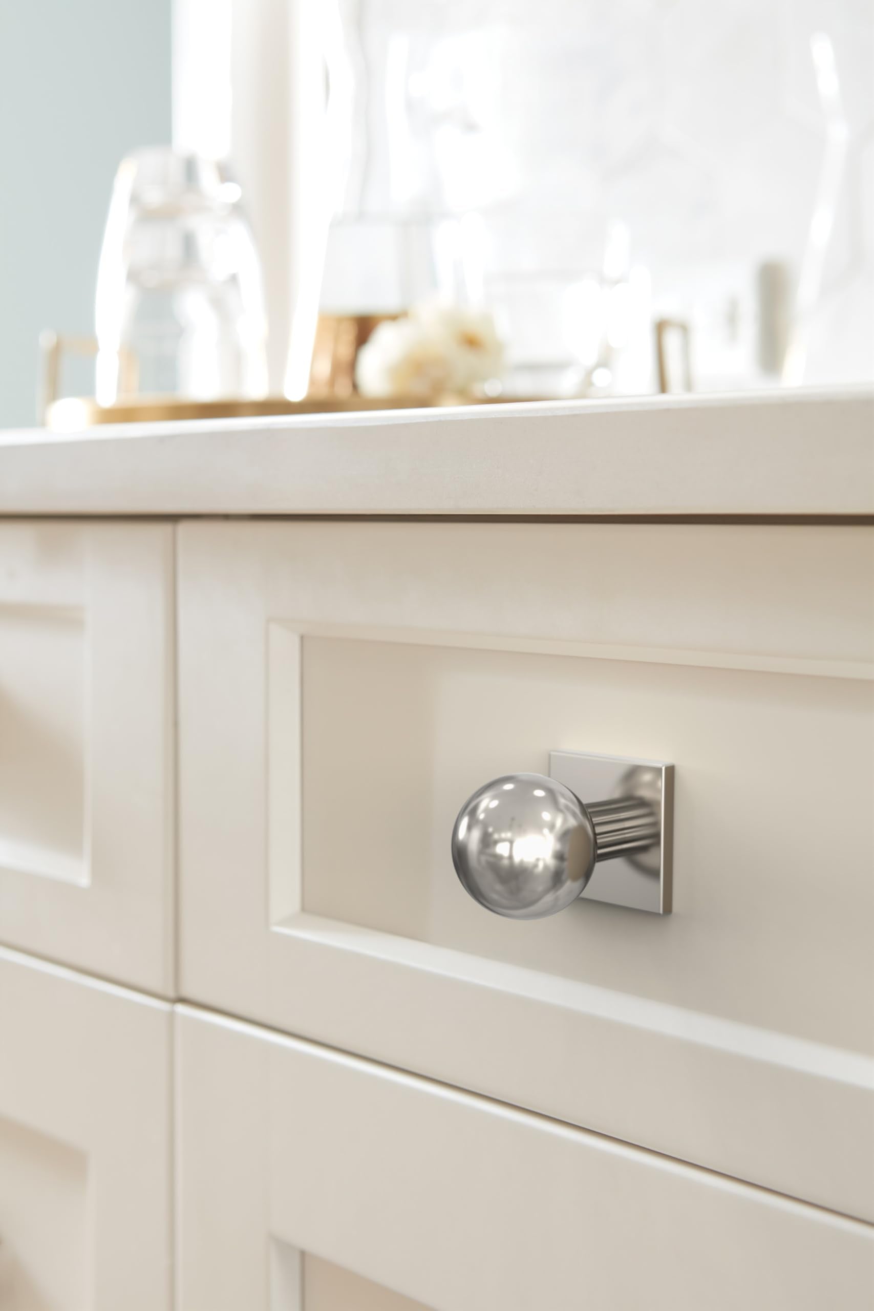 Amerock Ladera 1-3/16" Square Cabinet Knob Backplate, Polished Nickel