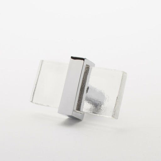 Sietto 2" Adjustable Rectangular Cabinet Knob – Chrome & Clear Glass