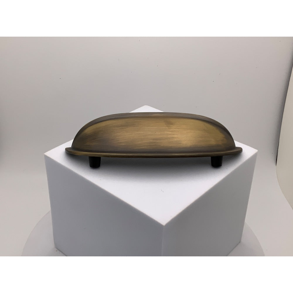 Antique Bronze Cup Pull Handle – 3" Center-to-Center – Solid Metal