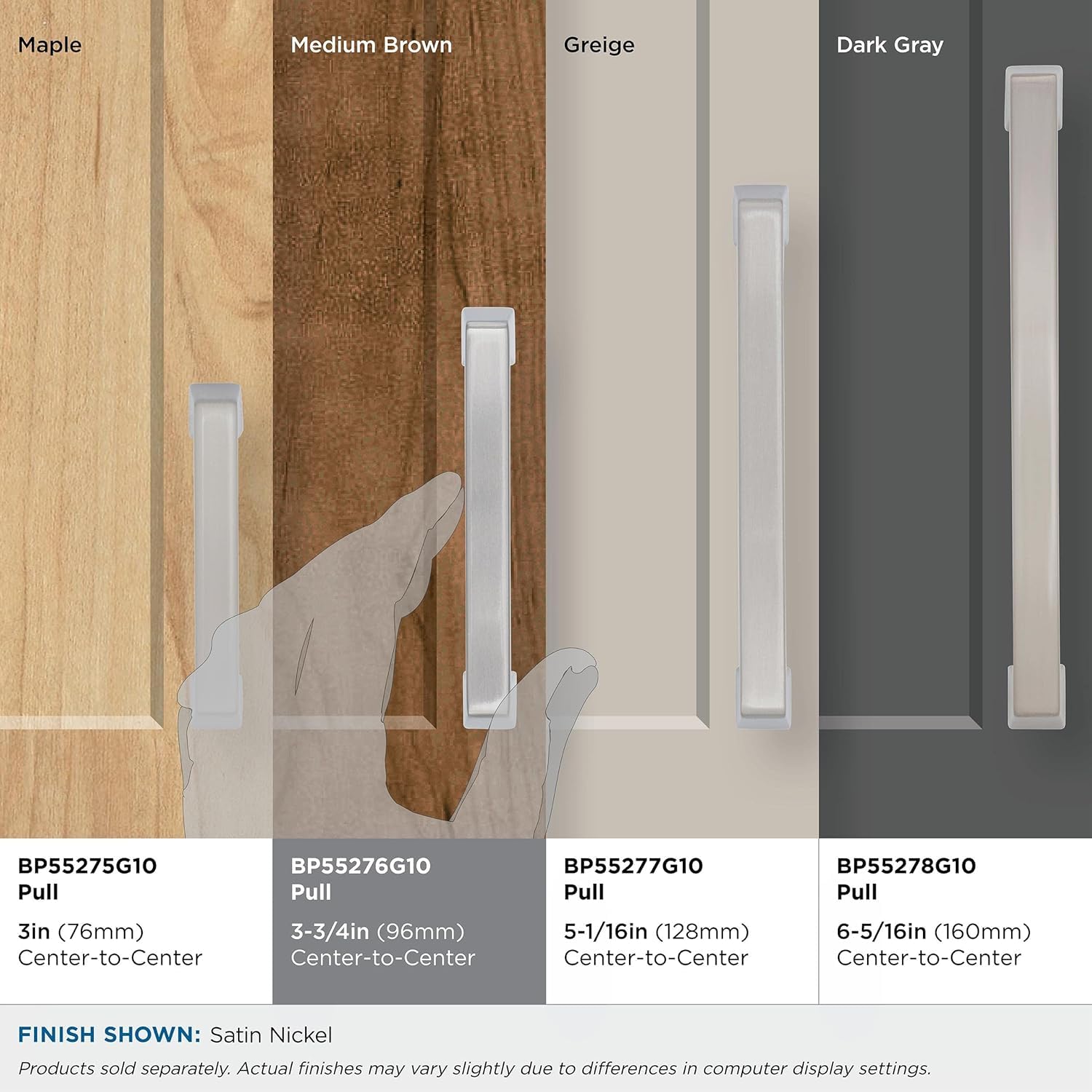 Amerock Blackrock 3-3/4" Cabinet Pull – Satin Nickel