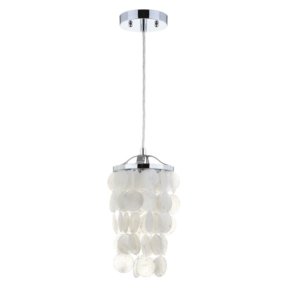 Catalog image of JONATHAN Y JYL9002A 1-Light Frosted Glass Globe Pendant Light Chrome LED Bulb